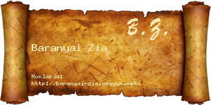 Baranyai Zia névjegykártya